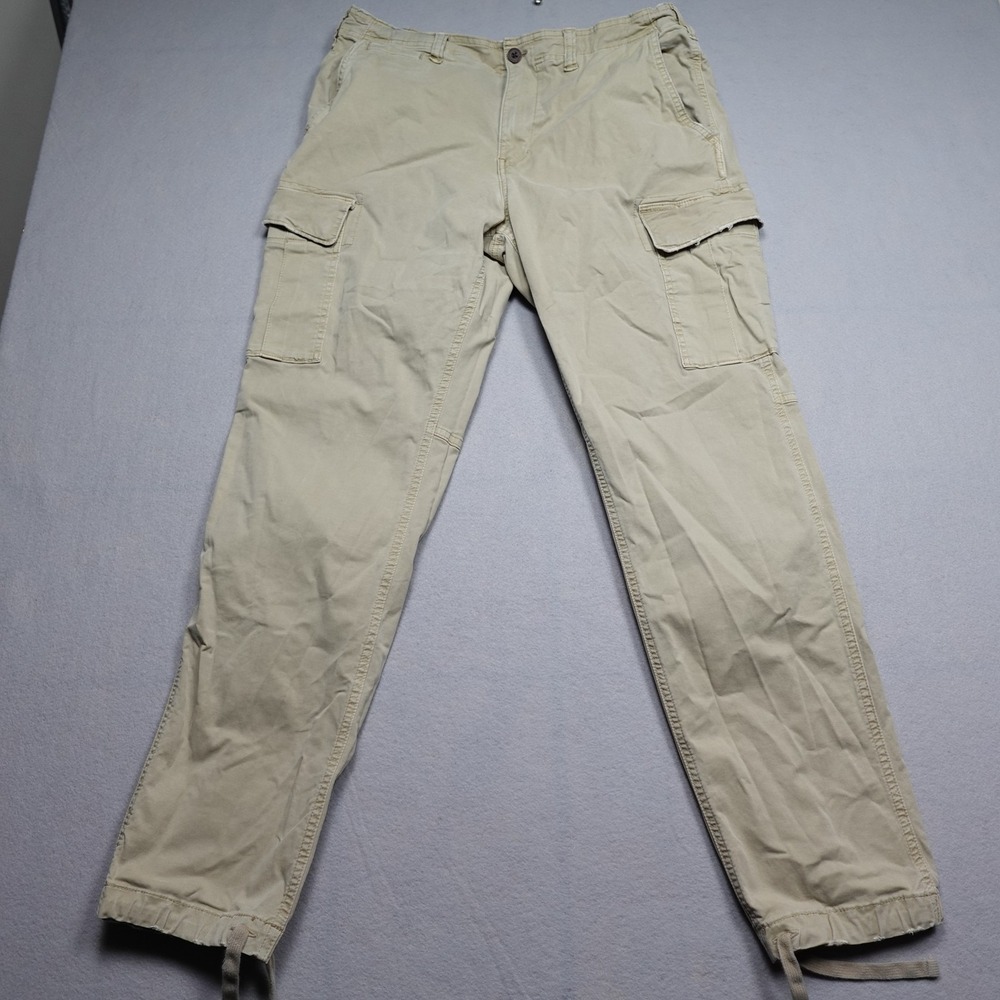 American Eagle Outfitters Pants Mens 36x34 Beige Cargo Slim Fit Tapered Cuffed
